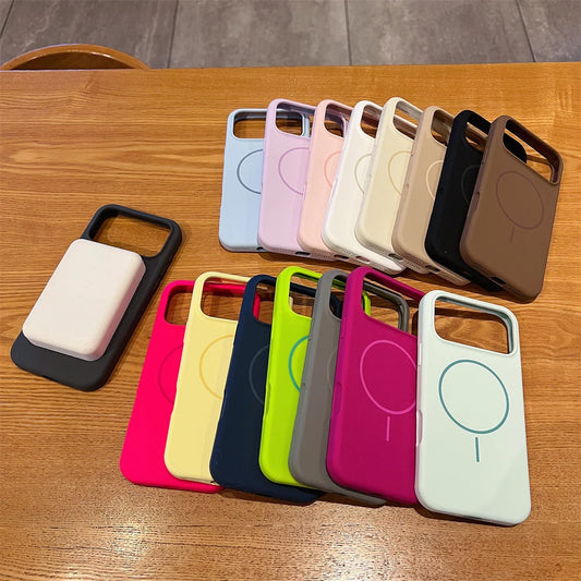 Funda de teléfono de silicona líquida suave mate para iPhone 15 16 17 Pro Max Air para Magsafe cubierta de carga inalámbrica para Apple 14 13 12
