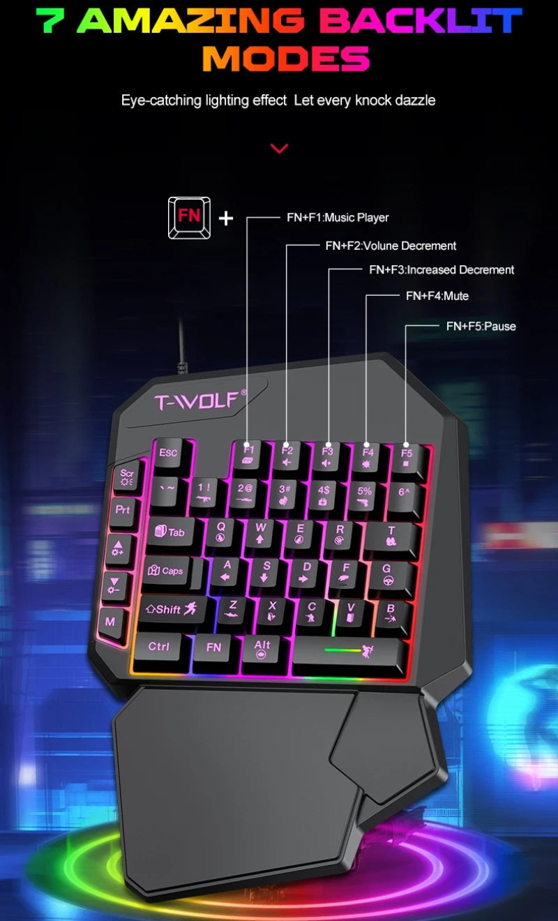 Kit Mobilador Gamer Kit Gaming Teclado Ratón Juegos Móviles Convertidor 5 en 1 Combo Kit Teclado de Una Mano Convertidor Controlador para Juegos Móviles TF900 Accesorios Gamer