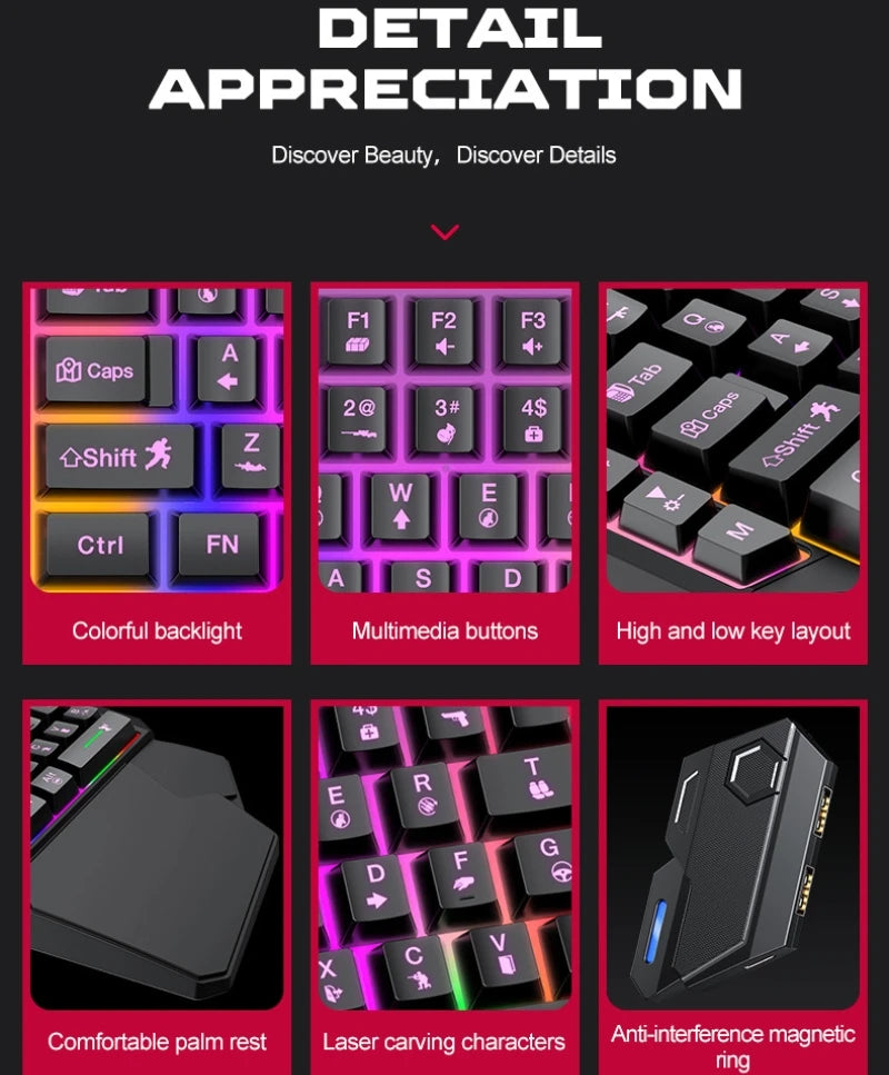 Kit Mobilador Gamer Kit Gaming Teclado Ratón Juegos Móviles Convertidor 5 en 1 Combo Kit Teclado de Una Mano Convertidor Controlador para Juegos Móviles TF900 Accesorios Gamer