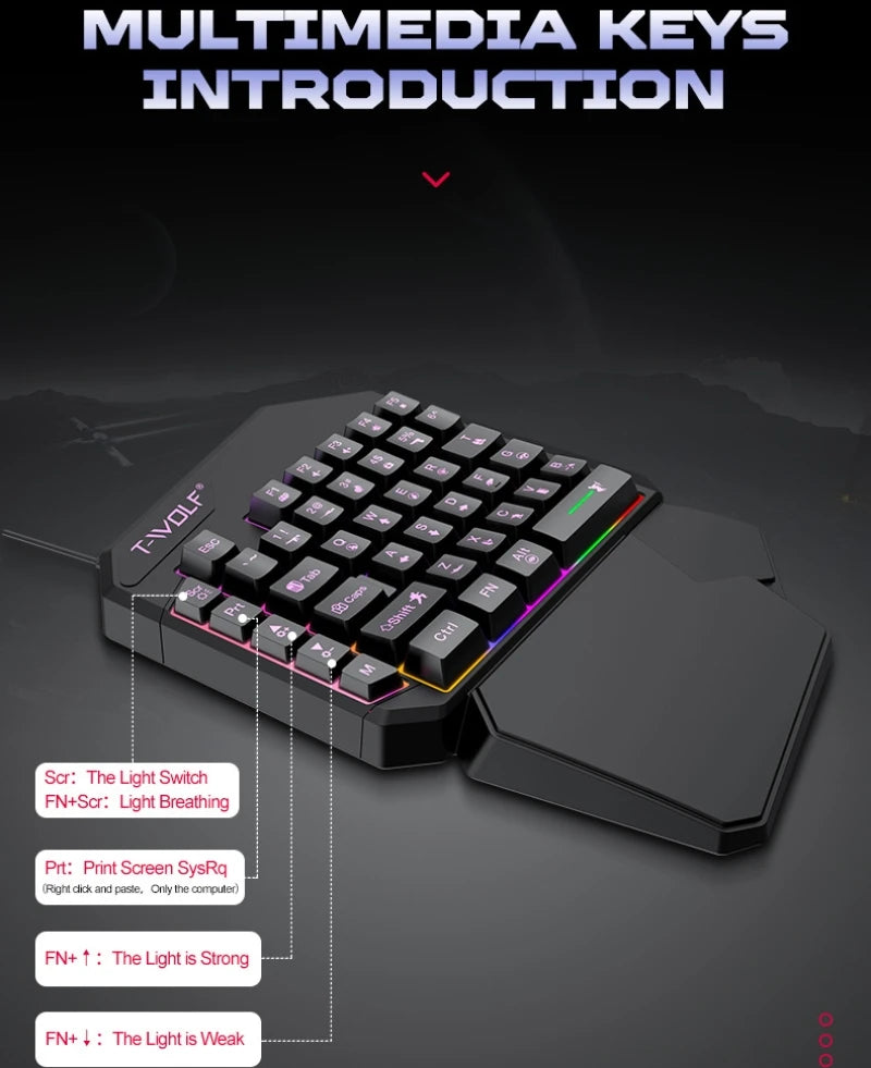 Kit Mobilador Gamer Kit Gaming Teclado Ratón Juegos Móviles Convertidor 5 en 1 Combo Kit Teclado de Una Mano Convertidor Controlador para Juegos Móviles TF900 Accesorios Gamer