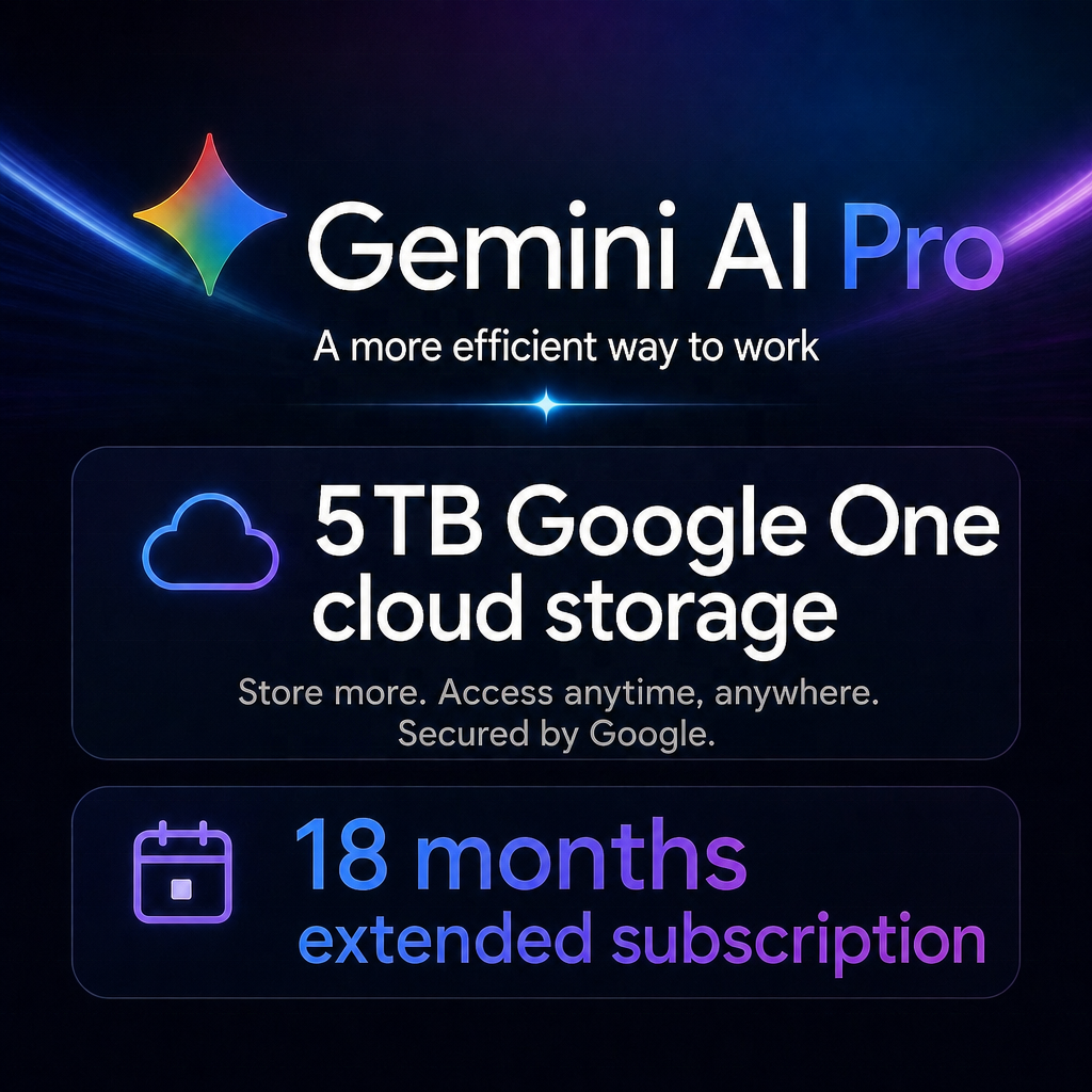 GOOGLE GEMINI PRO 18 MESES 1 USUARIO 1 TB DE ALAMACENAMIENTO