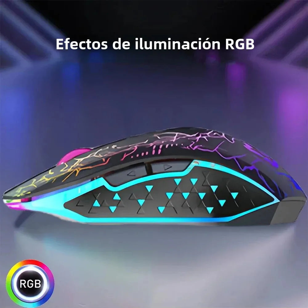 Ratón inalámbrico Bluetooth 5,2 RGB 2,4G, ratón para juegos de modo Dual, ratón silencioso de 6 botones para MacBook, tableta, ordenadores portátiles