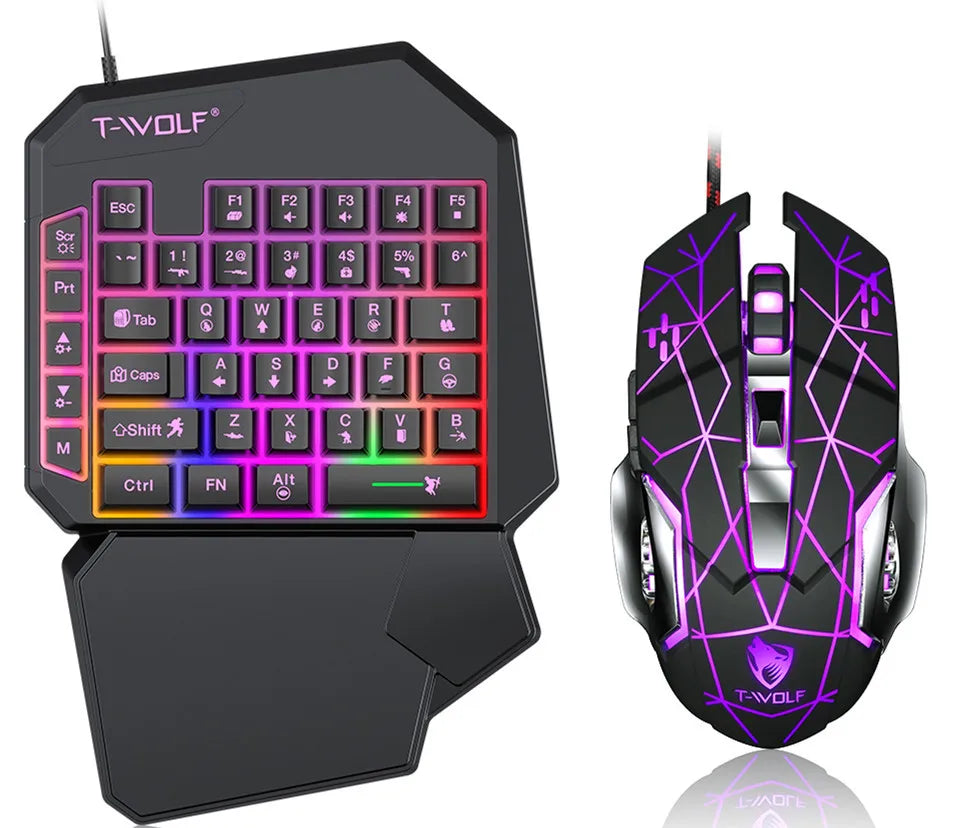Kit Mobilador Gamer Kit Gaming Teclado Ratón Juegos Móviles Convertidor 5 en 1 Combo Kit Teclado de Una Mano Convertidor Controlador para Juegos Móviles TF900 Accesorios Gamer