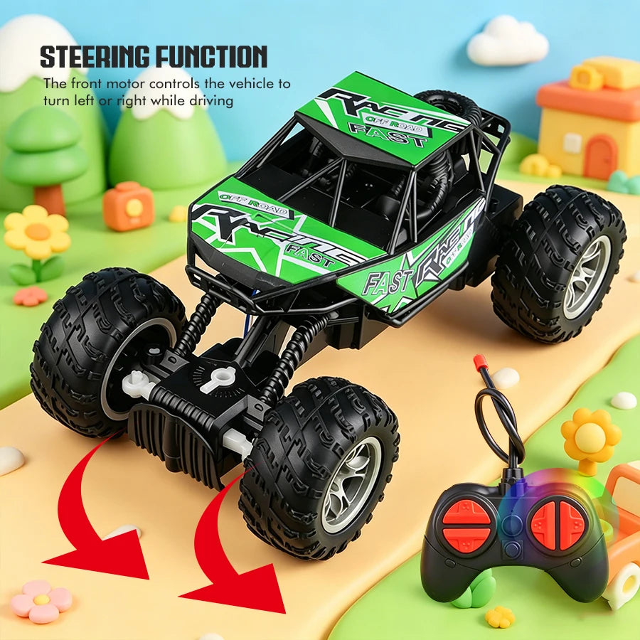 Coche de Control Remoto de 4 Direcciones con Luces, Neumáticos de Goma Antideslizantes, Modelo de Coche de Juguete Todoterreno para Niños y Niñas