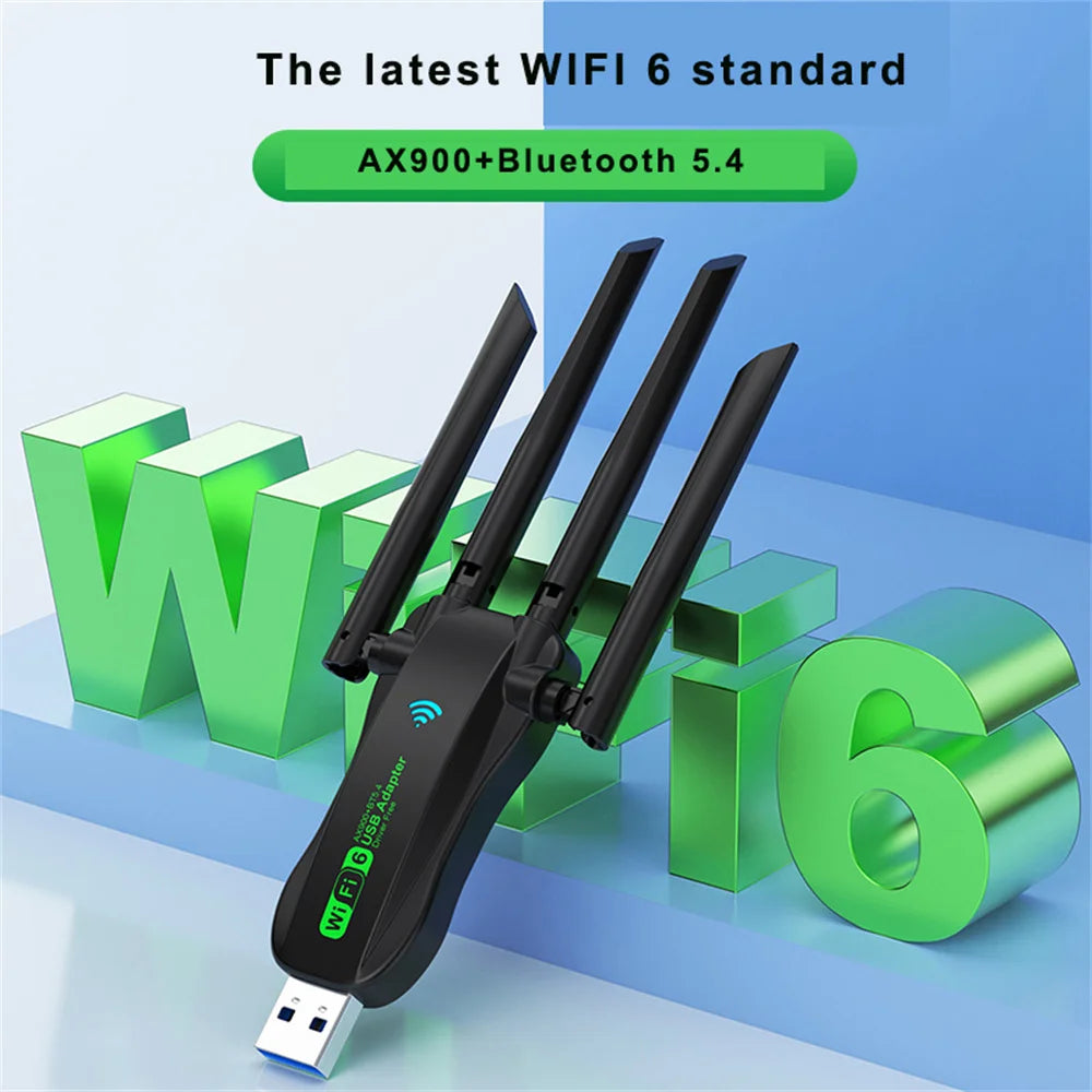Adaptador USB WiFi AX900 WiFi6 Bluetooth 5,4 banda Dual 2,4G + 5,8 Ghz 4 antenas Dongle USB receptor de tarjeta inalámbrica para PC/portátil