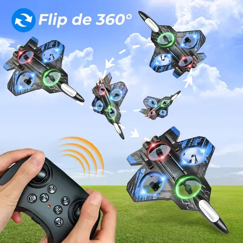 Helicóptero de Control Remoto para Niños, Avión de Juguete RC, Jet de Acrobacias 2.4G, Avión de Espuma con Luces