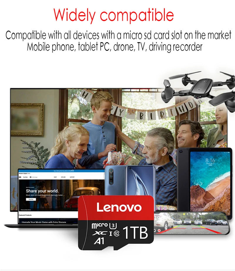 Tarjeta de memoria Lenovo de alta velocidad, 1TB, 512GB, tarjeta Micro SD, 256GB, Clase 10, tarjeta Flash TF para teléfono, tableta, UAV, nueva