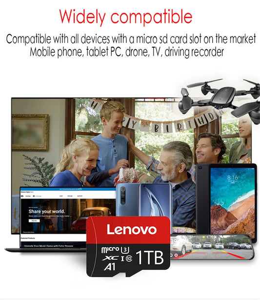 Tarjeta de memoria Lenovo de alta velocidad, 1TB, 512GB, tarjeta Micro SD, 256GB, Clase 10, tarjeta Flash TF para teléfono, tableta, UAV, nueva