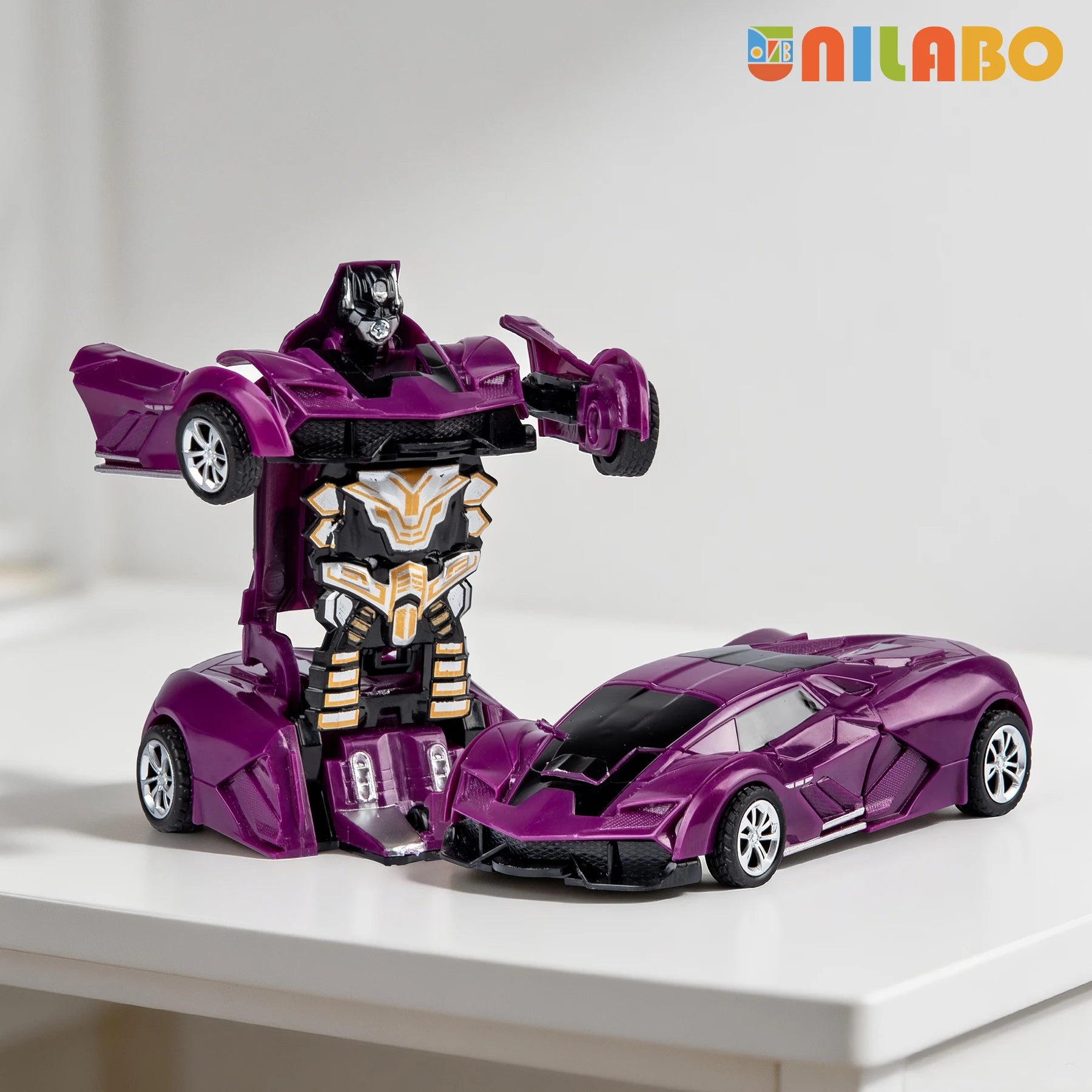 Juguetes de coche deportivo robot transformable, sin baterías, regalo educativo para niños, vehículo modelo colorido para aprender a jugar