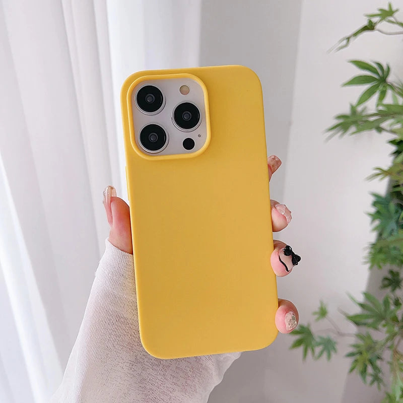 Funda blanda de silicona de Color caramelo de lujo para iPhone 16 15 14 13 12 11 Pro Max Plus Mini cubierta esmerilada mate carcasa ultrafina