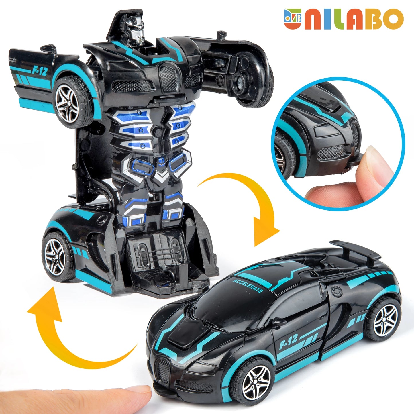 Juguetes de coche deportivo robot transformable, sin baterías, regalo educativo para niños, vehículo modelo colorido para aprender a jugar
