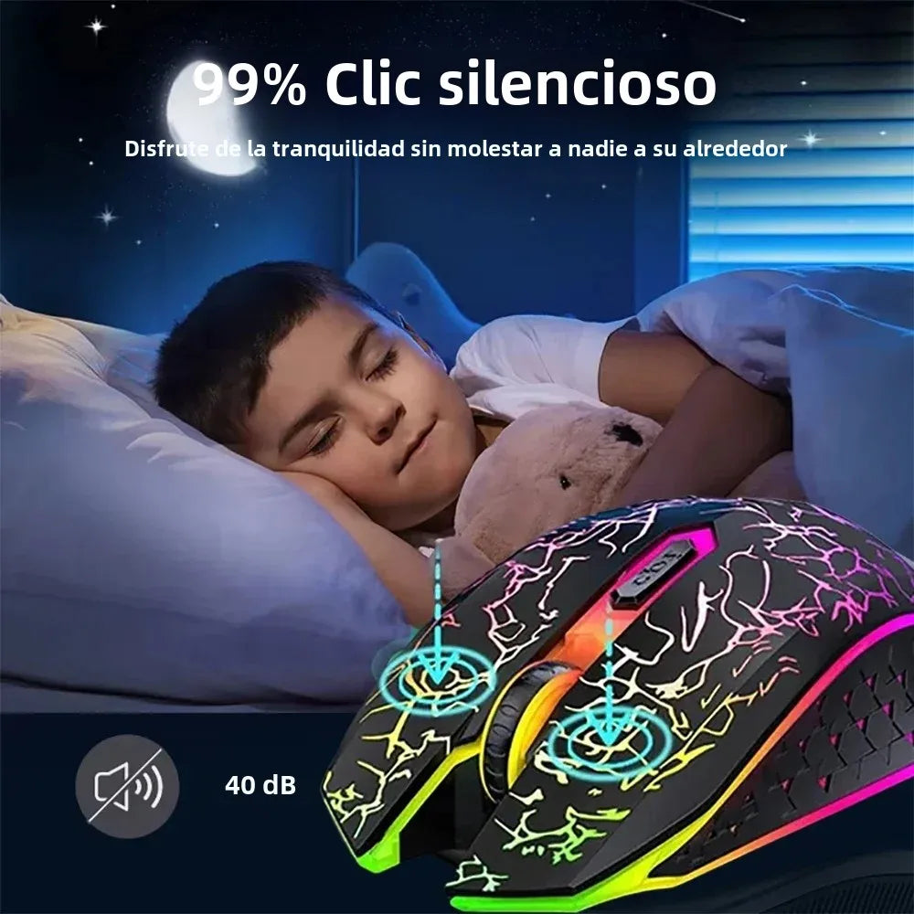 Ratón inalámbrico Bluetooth 5,2 RGB 2,4G, ratón para juegos de modo Dual, ratón silencioso de 6 botones para MacBook, tableta, ordenadores portátiles