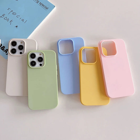 Funda blanda de silicona de Color caramelo de lujo para iPhone 16 15 14 13 12 11 Pro Max Plus Mini cubierta esmerilada mate carcasa ultrafina