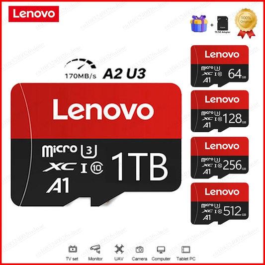 Tarjeta de memoria Lenovo de alta velocidad, 1TB, 512GB, tarjeta Micro SD, 256GB, Clase 10, tarjeta Flash TF para teléfono, tableta, UAV, nueva
