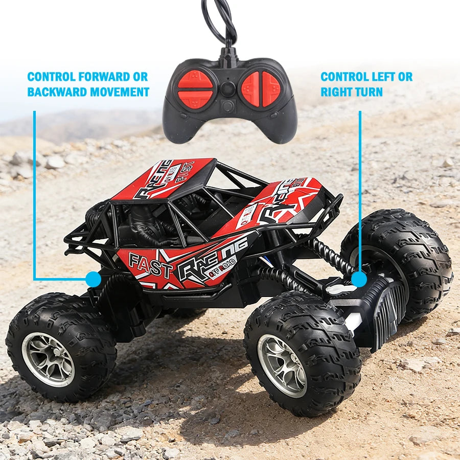 Coche de Control Remoto de 4 Direcciones con Luces, Neumáticos de Goma Antideslizantes, Modelo de Coche de Juguete Todoterreno para Niños y Niñas