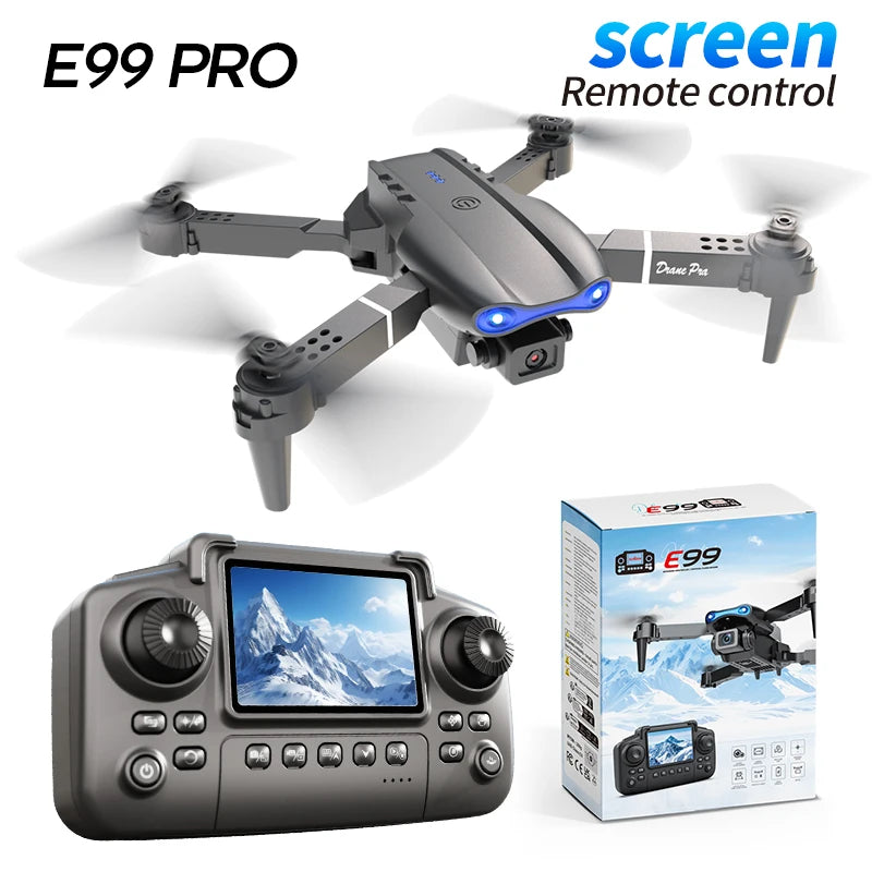 Dron E99 PRO con Pantalla de Control, Dron Aéreo de Alta Definición con Cámara Dual, Aeronave de Control Remoto, Quadcopter Plegable, Regalo para Niños