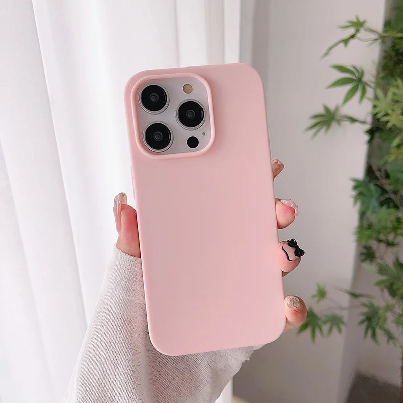 Funda blanda de silicona de Color caramelo de lujo para iPhone 16 15 14 13 12 11 Pro Max Plus Mini cubierta esmerilada mate carcasa ultrafina