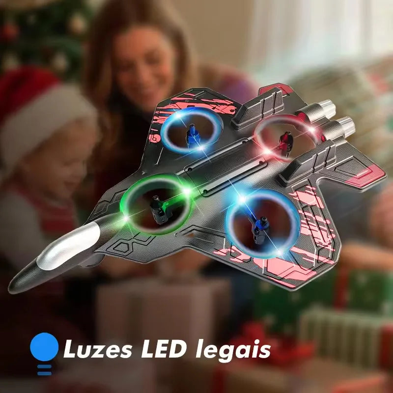 Helicóptero de Control Remoto para Niños, Avión de Juguete RC, Jet de Acrobacias 2.4G, Avión de Espuma con Luces