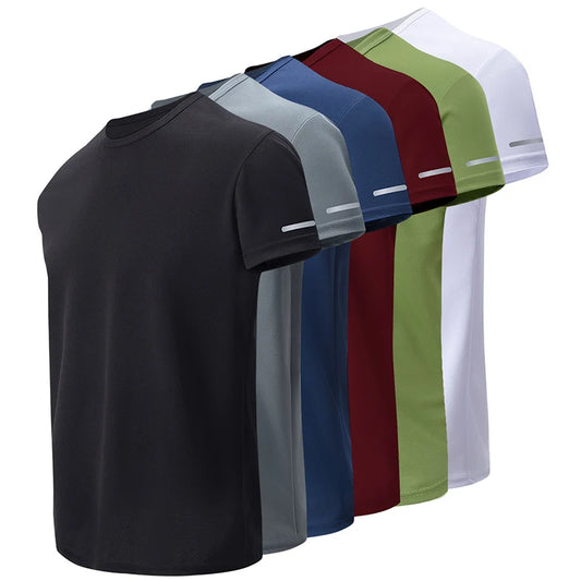 4/1 Uds. Verano hombres Color sólido Joker de secado rápido de manga corta suelta de talla grande deportes correr jugando camisa masculina de mediana edad