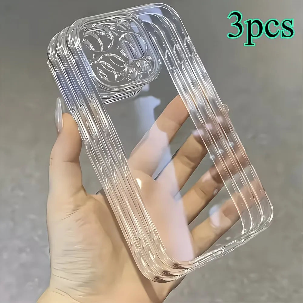 3 Fundas Ultrafinas Transparentes para iPhone 11 12 13 14 15 16 17 Air Pro Max Plus 7 8 X Xr Xs 16E 17E, Carcasa Trasera de Silicona Suave