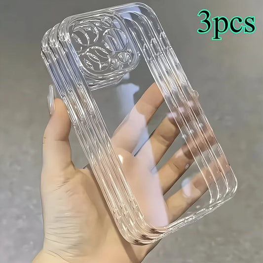 3 Fundas Ultrafinas Transparentes para iPhone 11 12 13 14 15 16 17 Air Pro Max Plus 7 8 X Xr Xs 16E 17E, Carcasa Trasera de Silicona Suave