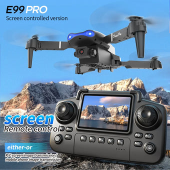 Dron E99 PRO con Pantalla de Control, Dron Aéreo de Alta Definición con Cámara Dual, Aeronave de Control Remoto, Quadcopter Plegable, Regalo para Niños