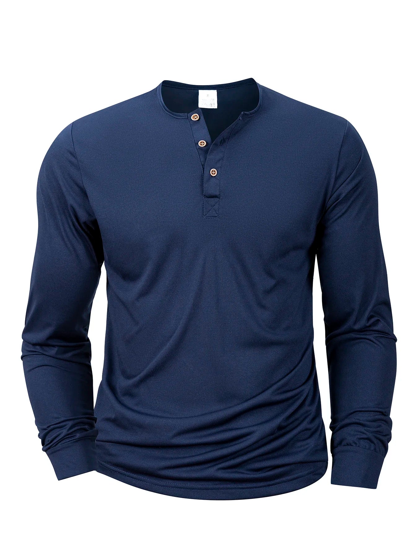 Nuevas camisetas Henley para hombre, camisetas básicas informales de manga larga con cuello de banda, Jersey suave y cómodo, camisetas para hombre