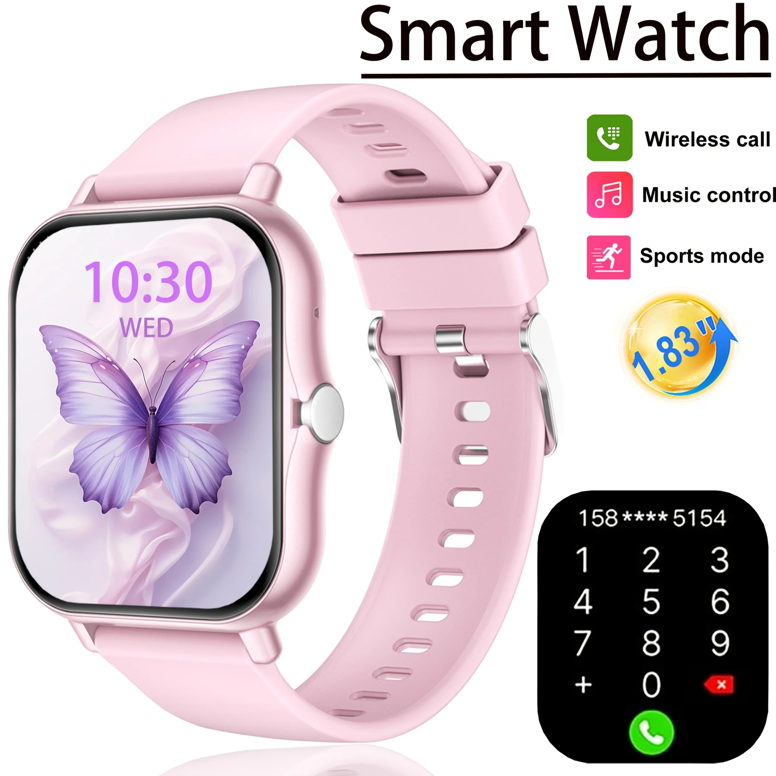 Reloj Inteligente Deportivo con Pantalla Táctil Completa de 1.83 Pulgadas, Diseño Moderno Actualizado, para Hombres y Mujeres, con Llamadas Inalámbricas