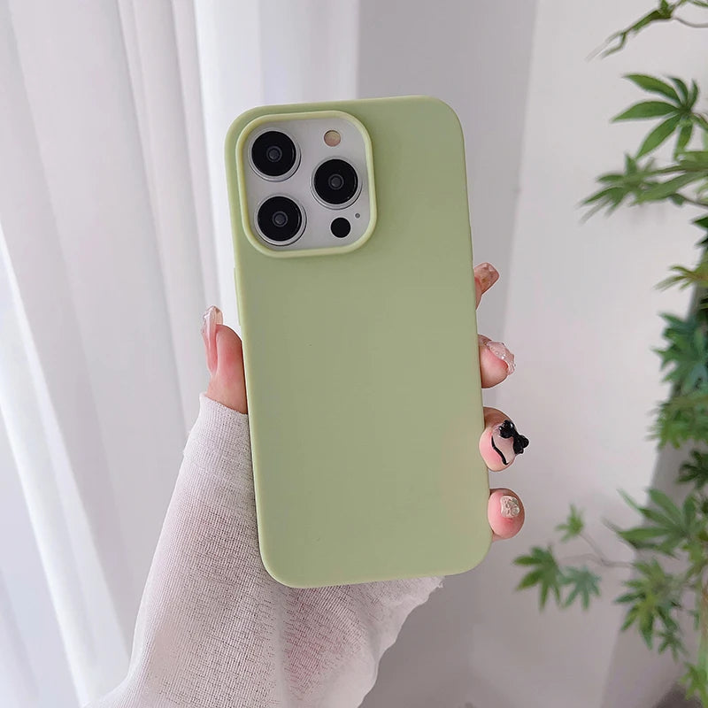 Funda blanda de silicona de Color caramelo de lujo para iPhone 16 15 14 13 12 11 Pro Max Plus Mini cubierta esmerilada mate carcasa ultrafina