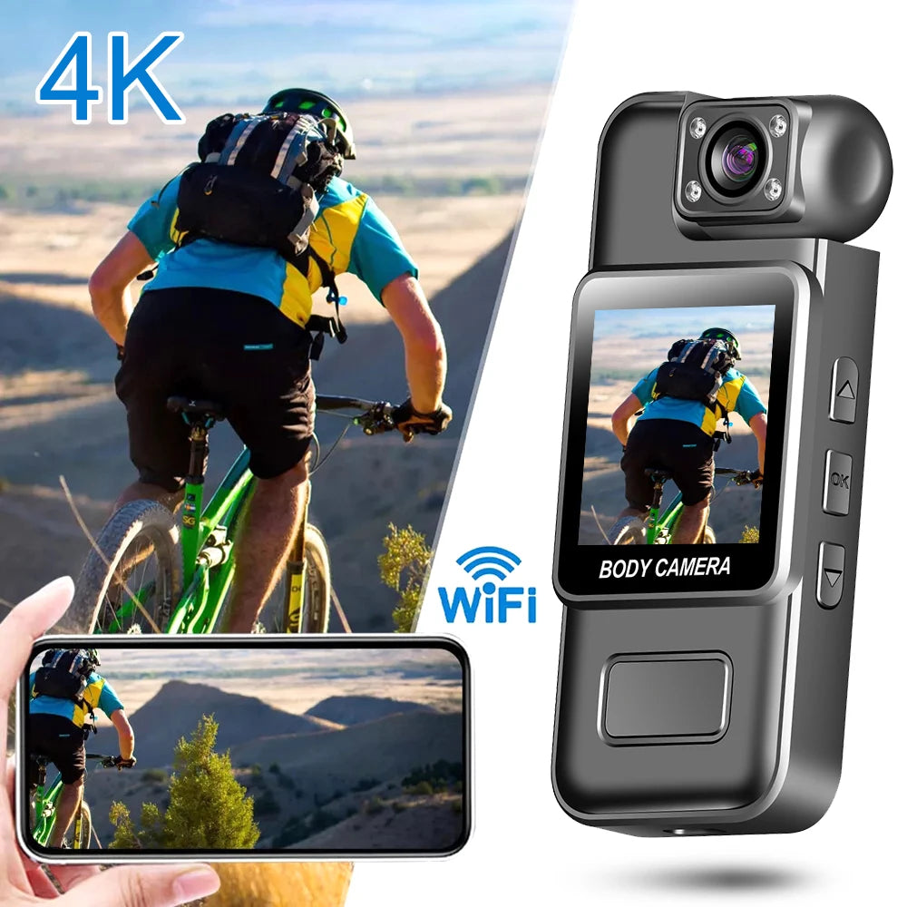 Minicámara Digital portátil 4K, 2K, 1080P, HD, WiFi, grabadora de vídeo corporal, visión nocturna infrarroja, videocámara de policía/bicicleta deportiva DV