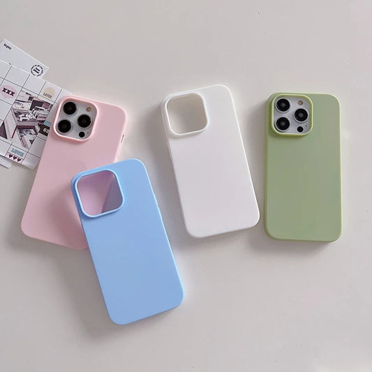 Funda blanda de silicona de Color caramelo de lujo para iPhone 16 15 14 13 12 11 Pro Max Plus Mini cubierta esmerilada mate carcasa ultrafina