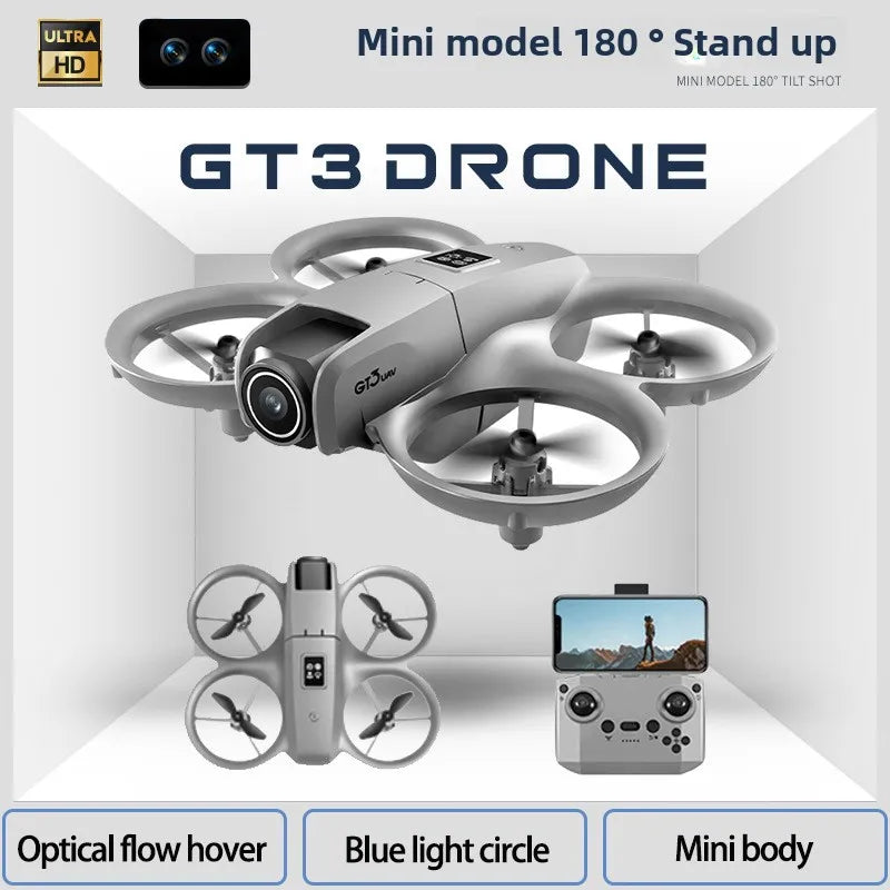 Avión de Juguete con Control Remoto, Nuevo Mini Dron GT3, Fotografía Aérea, Cámara Dual, Ajuste Electrónico, Evitación de Obstáculos