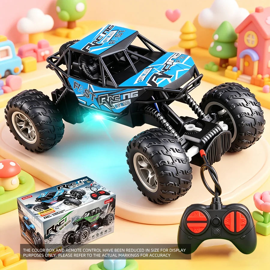 Coche de Control Remoto de 4 Direcciones con Luces, Neumáticos de Goma Antideslizantes, Modelo de Coche de Juguete Todoterreno para Niños y Niñas