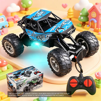 Coche de Control Remoto de 4 Direcciones con Luces, Neumáticos de Goma Antideslizantes, Modelo de Coche de Juguete Todoterreno para Niños y Niñas