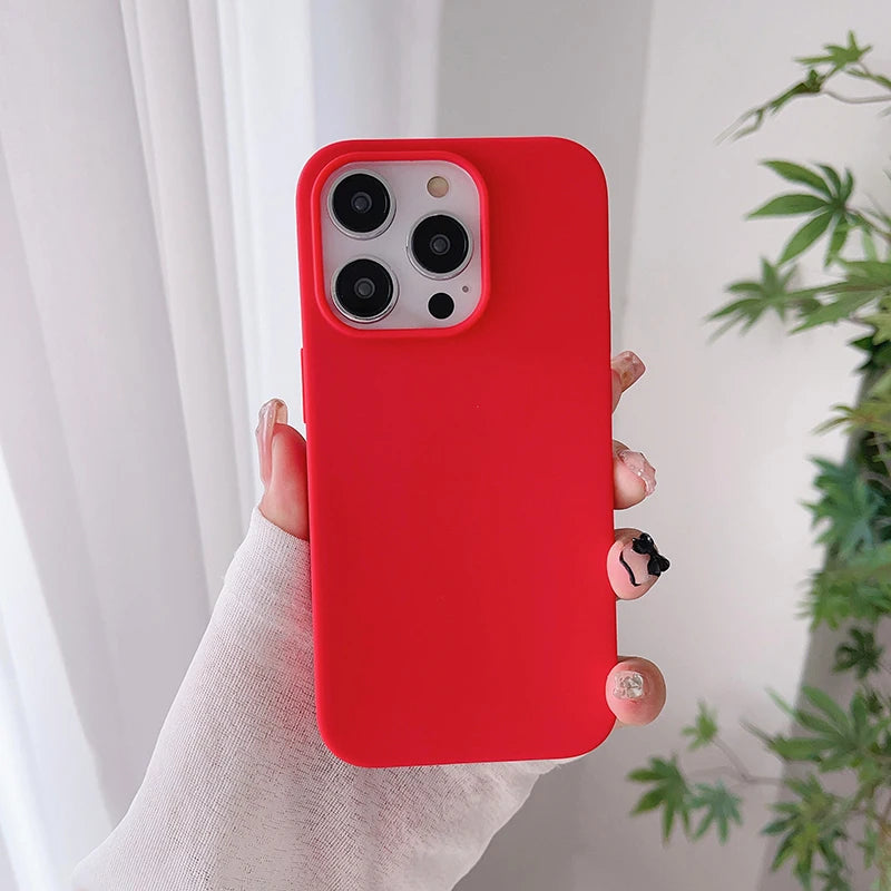 Funda blanda de silicona de Color caramelo de lujo para iPhone 16 15 14 13 12 11 Pro Max Plus Mini cubierta esmerilada mate carcasa ultrafina