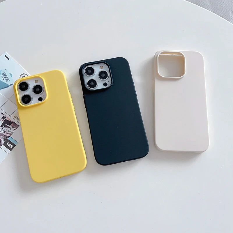 Funda blanda de silicona de Color caramelo de lujo para iPhone 16 15 14 13 12 11 Pro Max Plus Mini cubierta esmerilada mate carcasa ultrafina