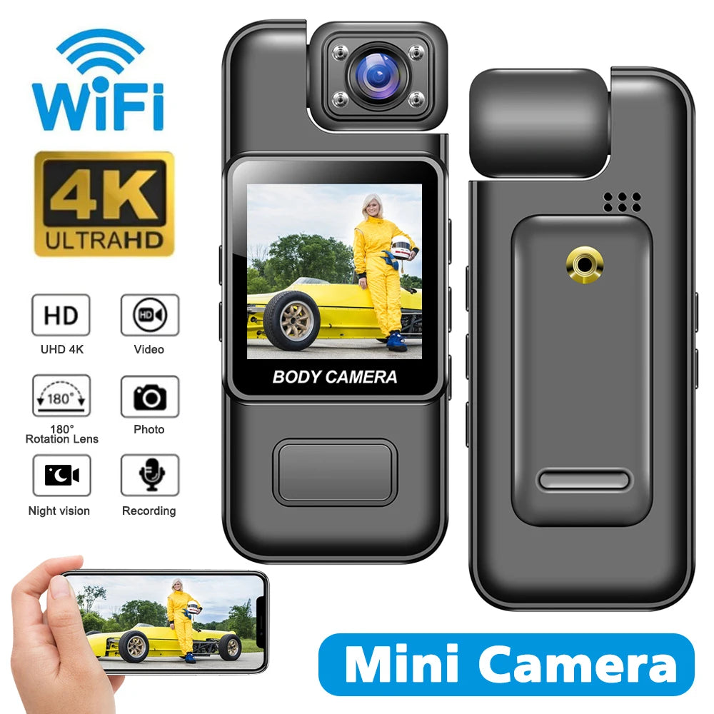 Minicámara Digital portátil 4K, 2K, 1080P, HD, WiFi, grabadora de vídeo corporal, visión nocturna infrarroja, videocámara de policía/bicicleta deportiva DV