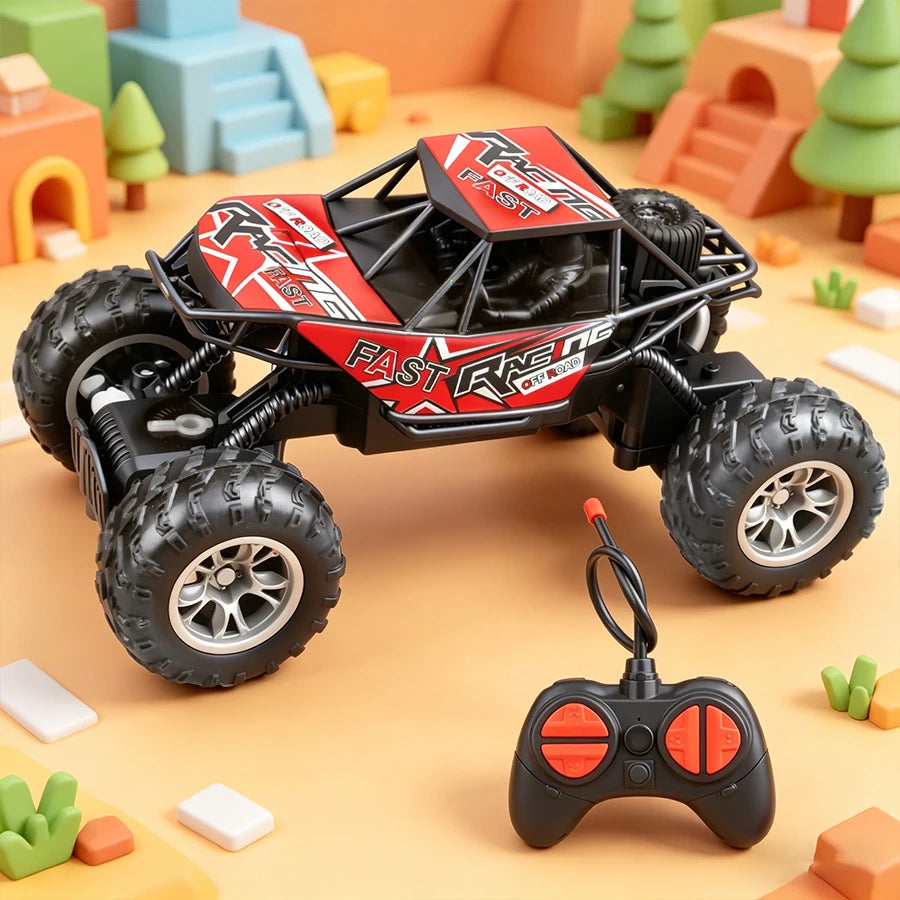 Coche de Control Remoto de 4 Direcciones con Luces, Neumáticos de Goma Antideslizantes, Modelo de Coche de Juguete Todoterreno para Niños y Niñas